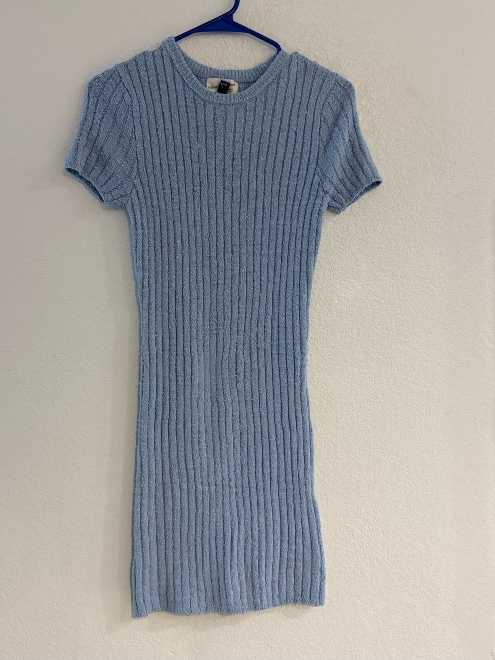 a new day Baby Blue Ribbed Knit High-Low Dress